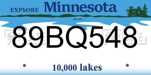 89BQ548 Minnesota License Plate