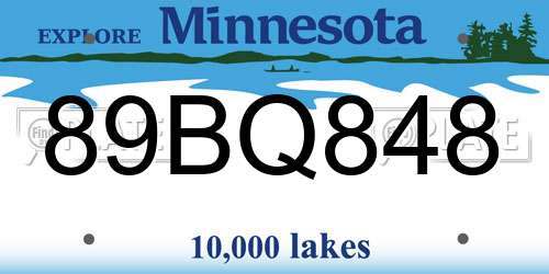 89BQ848 Minnesota License Plate