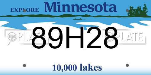 89H28 Minnesota License Plate
