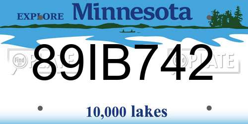 89IB742 Minnesota License Plate