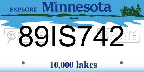 89IS742 Minnesota License Plate