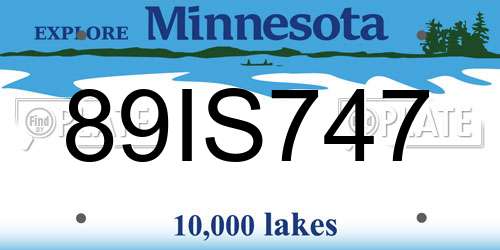 89IS747 Minnesota License Plate