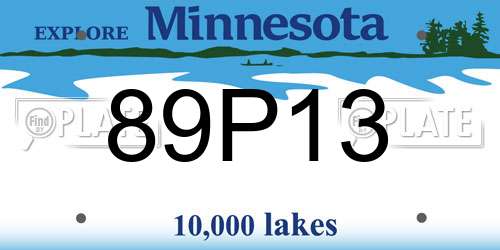 89P13 Minnesota License Plate