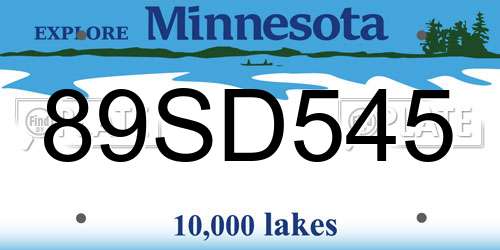 89SD545 Minnesota License Plate