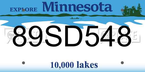 89SD548 Minnesota License Plate