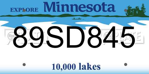 89SD845 Minnesota License Plate