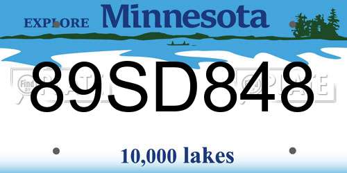 89SD848 Minnesota License Plate