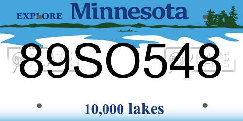 89SO548 Minnesota License Plate