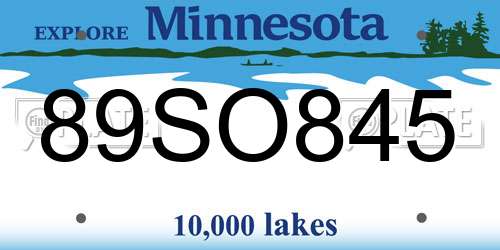 89SO845 Minnesota License Plate