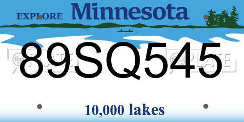 89SQ545 Minnesota License Plate