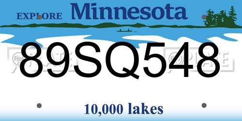 89SQ548 Minnesota License Plate