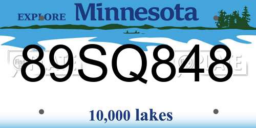 89SQ848 Minnesota License Plate