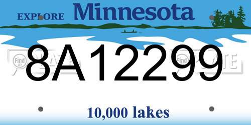 8A12299 Minnesota License Plate
