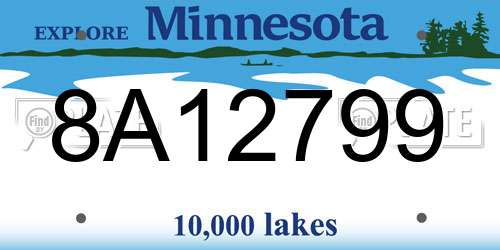 8A12799 Minnesota License Plate