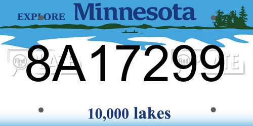 8A17299 Minnesota License Plate