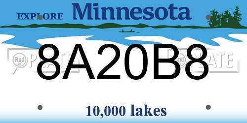 8A20B8 Minnesota License Plate