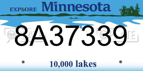 8A37339 Minnesota License Plate
