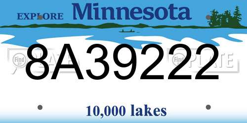 8A39222 Minnesota License Plate