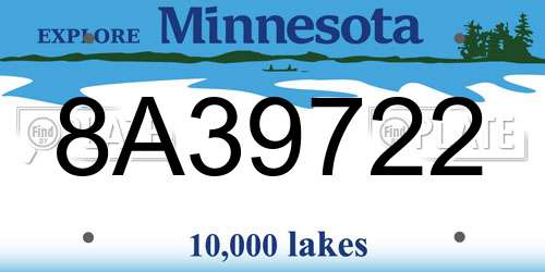 8A39722 Minnesota License Plate