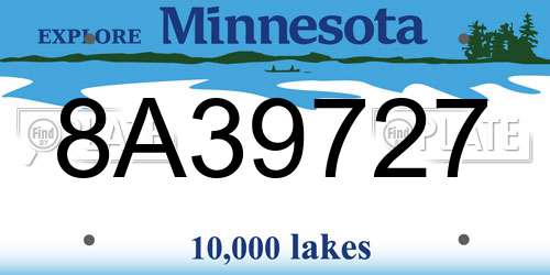 8A39727 Minnesota License Plate