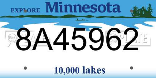 8A45962 Minnesota License Plate