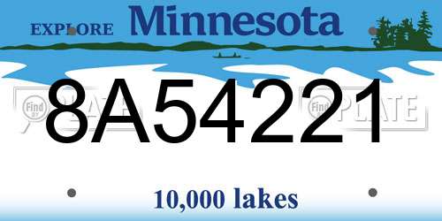 8A54221 Minnesota License Plate