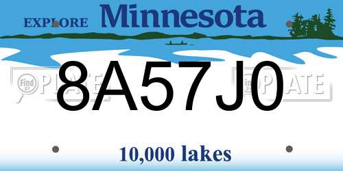 8A57J0 Minnesota License Plate