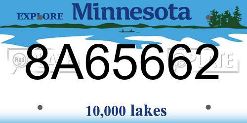 8A65662 Minnesota License Plate