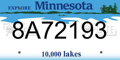 8A72193 Minnesota License Plate