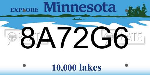 8A72G6 Minnesota License Plate