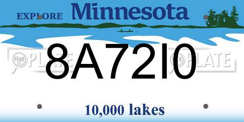 8A72I0 Minnesota License Plate