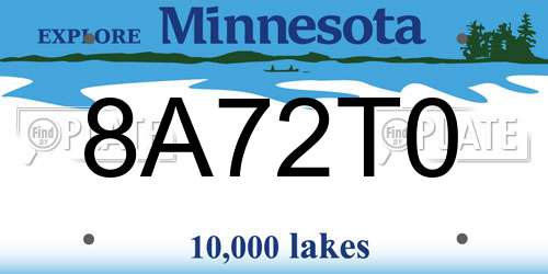 8A72T0 Minnesota License Plate
