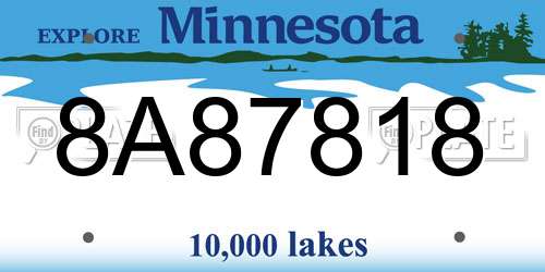 8A87818 Minnesota License Plate