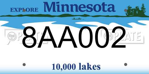 8AA002 Minnesota License Plate
