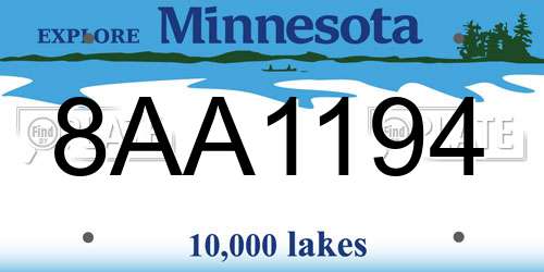 8AA1194 Minnesota License Plate