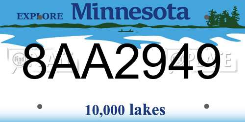 8AA2949 Minnesota License Plate