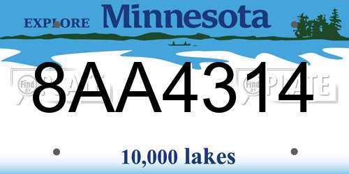 8AA4314 Minnesota License Plate