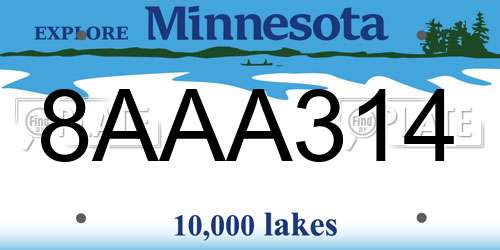 8AAA314 Minnesota License Plate