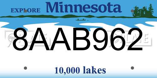 8AAB962 Minnesota License Plate