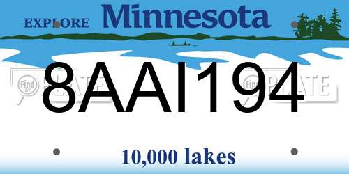 8AAI194 Minnesota License Plate