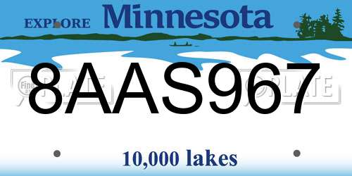8AAS967 Minnesota License Plate