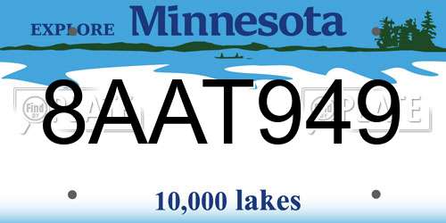 8AAT949 Minnesota License Plate