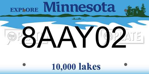 8AAY02 Minnesota License Plate