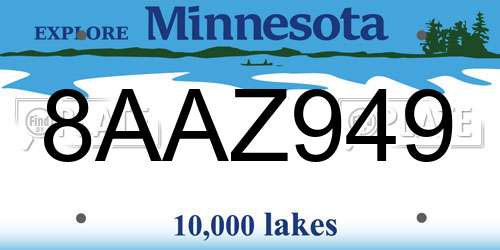 8AAZ949 Minnesota License Plate