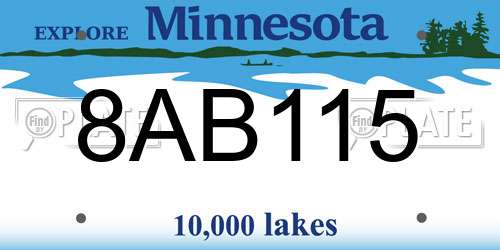 8AB115 Minnesota License Plate