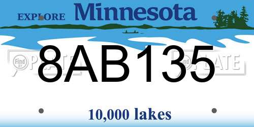 8AB135 Minnesota License Plate