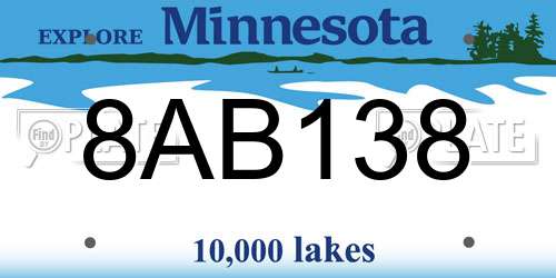 8AB138 Minnesota License Plate