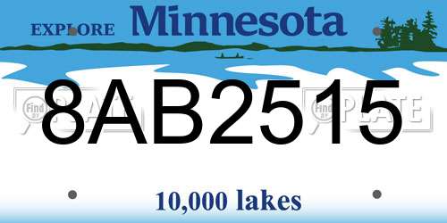 8AB2515 Minnesota License Plate