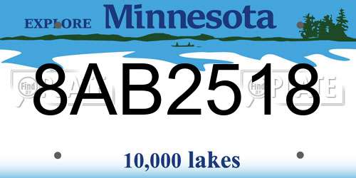 8AB2518 Minnesota License Plate