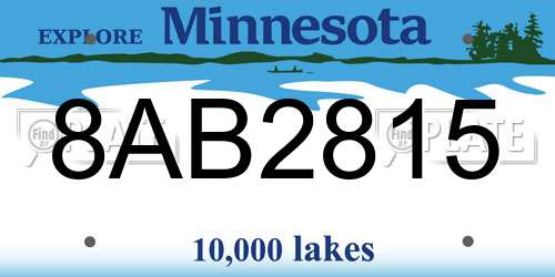 8AB2815 Minnesota License Plate